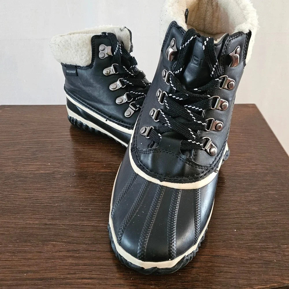 JBU by Jambu Alison Waterproof Duck Boots Black Faux Fur Winter B1ALS01 Mens 8.5